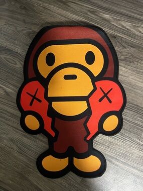 Cartoon Monkey Graphic Mat in Red and Yellow BAPe monkey ✨